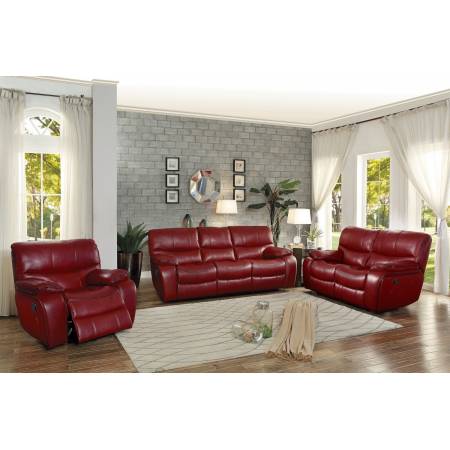 Pecos Reclining Sofa Set - Leather Gel Match - Red